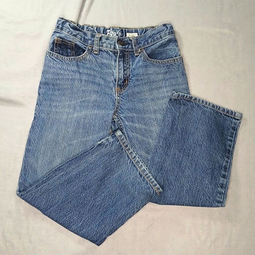 OshKosh B'Gosh Classic Jeans Straight Leg Adjustable Waist Denim Husky Boys 7 H